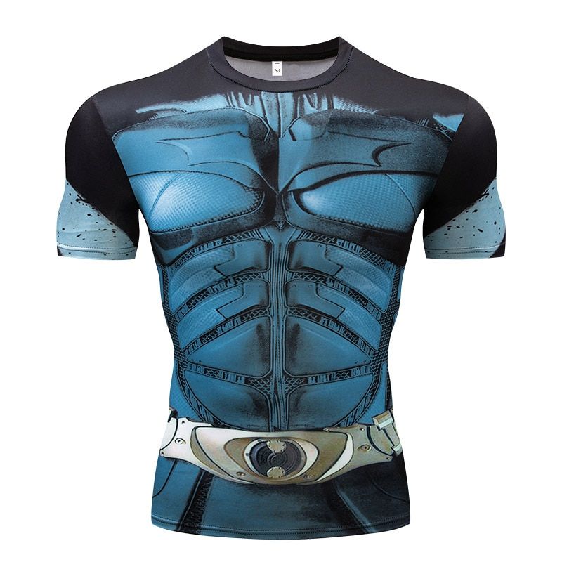 Men's Cartoon Compression T-shirt 3D Super Print T-shirt Black T-shirt Super hero Casual Sports Tight fitness