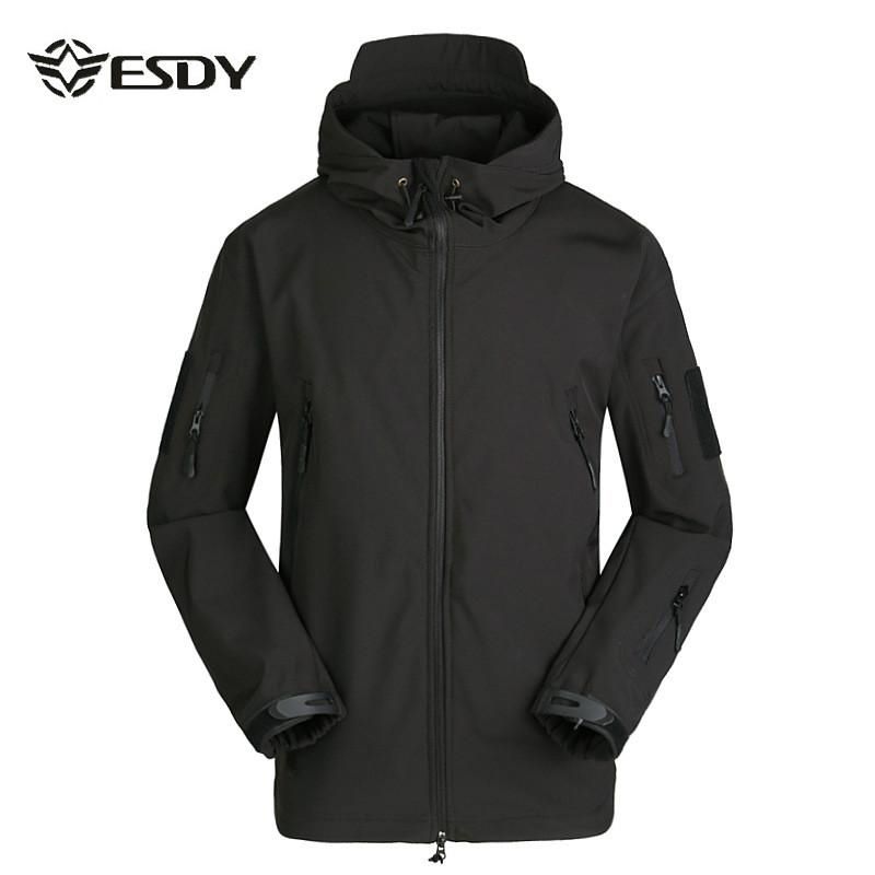 *** *** Ready Stock E Men Outdoor Windproof Jacket Water-resistant Luker TAD Coat Shark Skin Soft Shell Hoodie Windbreakers Men  Militar Jacket Duty Camping Hiking Clothing - intl