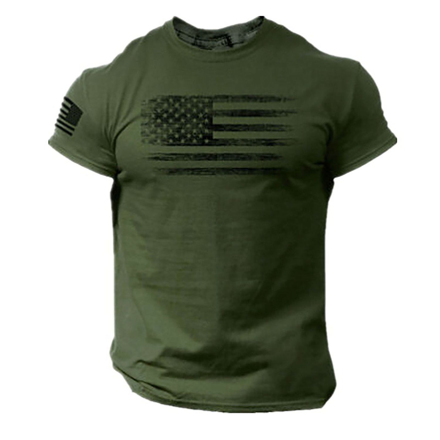 Men T-shirt Printed Breathable Summer Round Neck Short Sleeve Top for Party