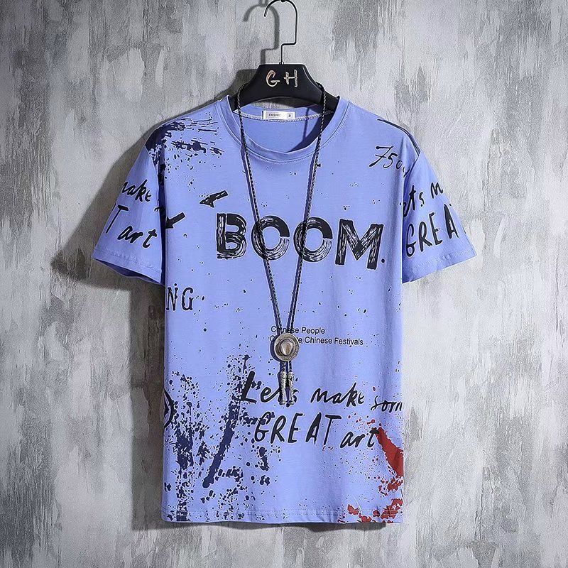 Summer Men's T Shirts Harajuku Fashion Korean Printing Short Sleeve Tops Tee Men Casual Men Clothing Streetwear Trend T Shirts