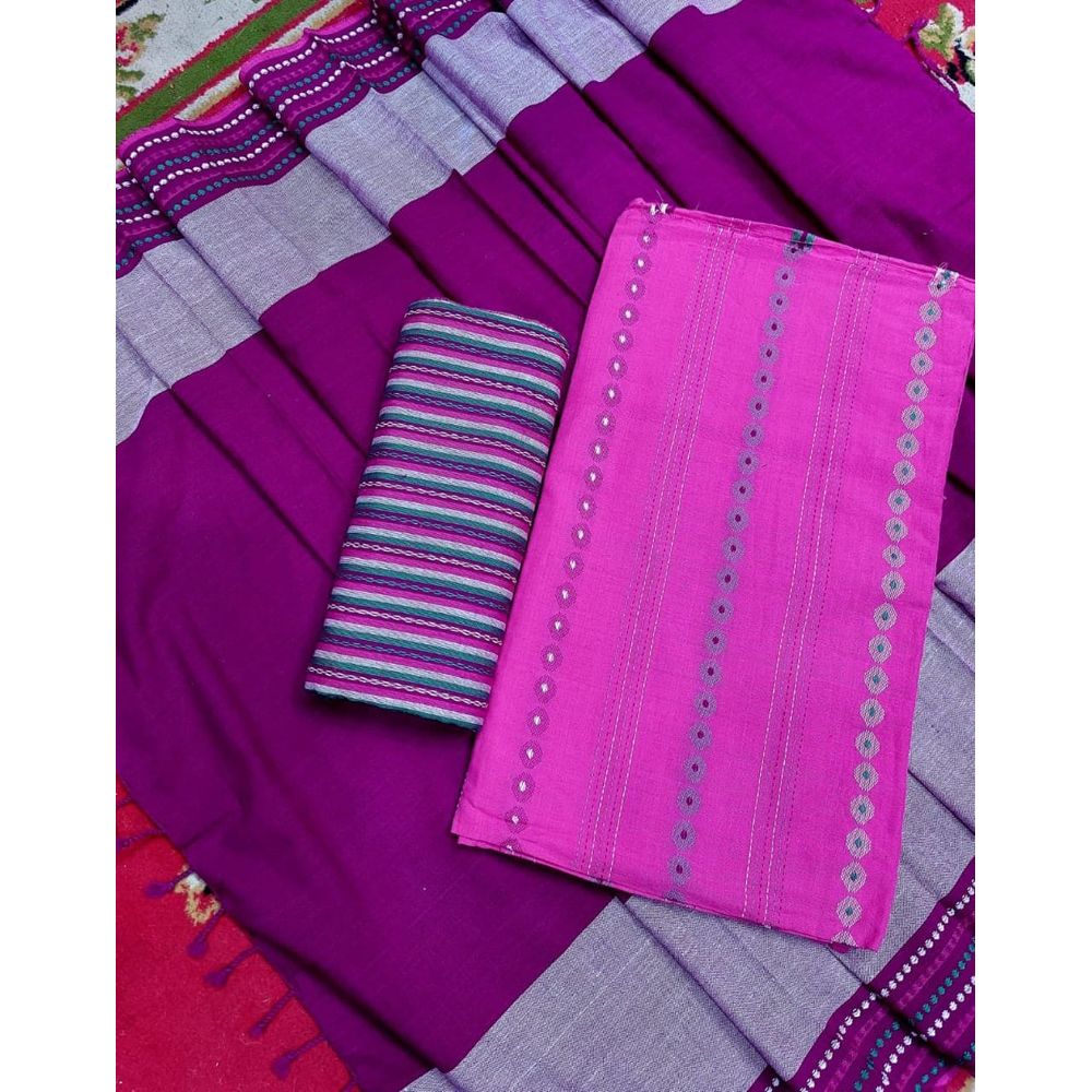 (Tat) Cotton MultiColour Deshi Salwar Kameez With Orna Pyjama For Women