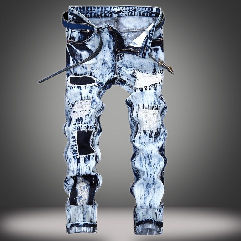 Denim Designer Hole MOTO BIKE Jeans High Quality Ripped for Men Size 28-38 40 42 2022 Autumn Spring HOP PuStreetwear
