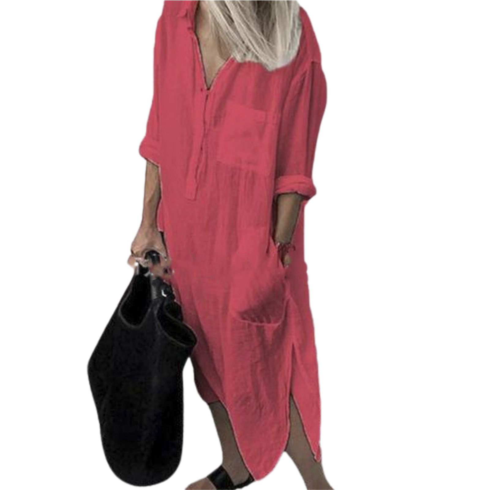 Office Commute Dress Long Sleeve Tament Loose-fitting Long Dress