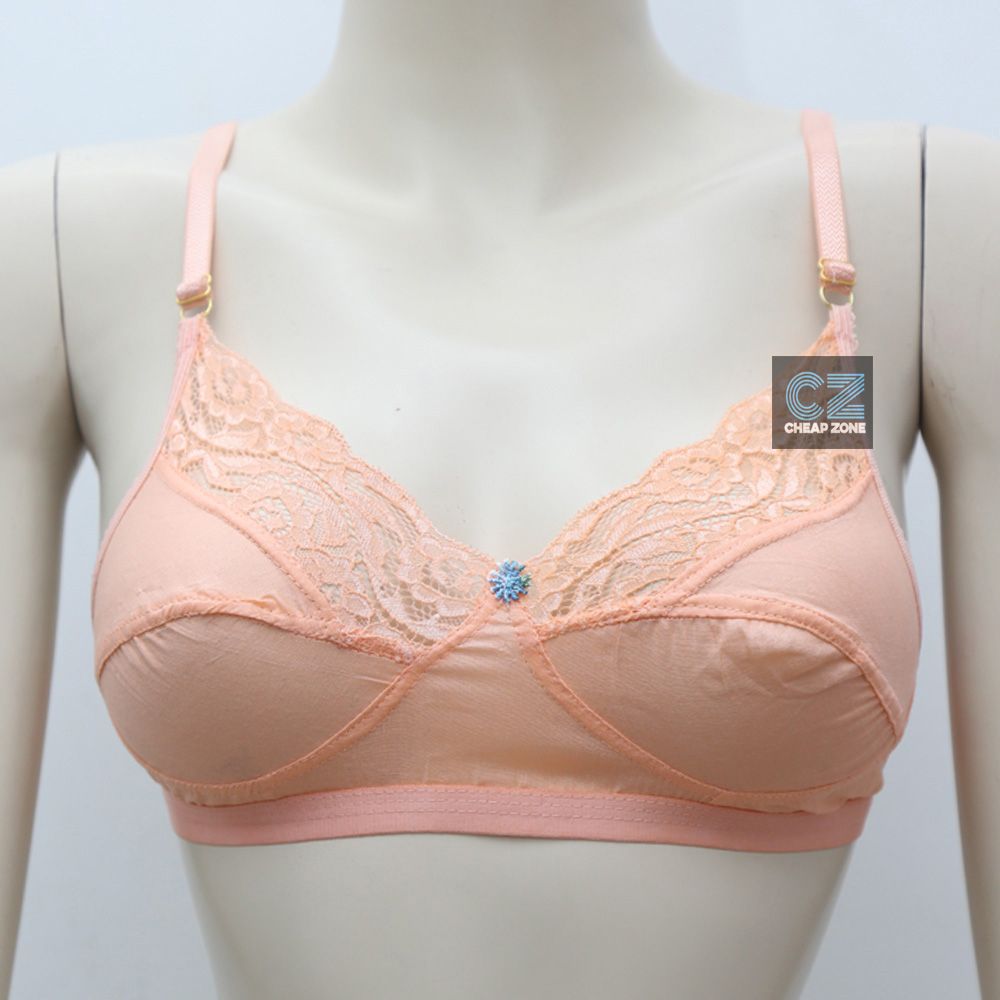 Cotton And Soft Laced Bra for Women - Red