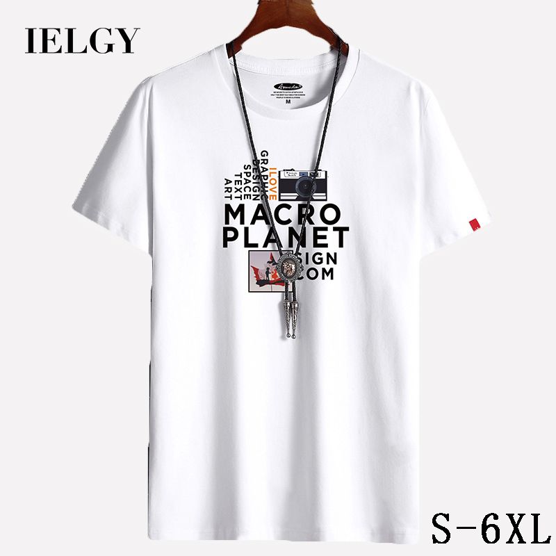 IELGY Men's short-sleeved t-shirt trend casual summer cotton loose large size bottoming shirt