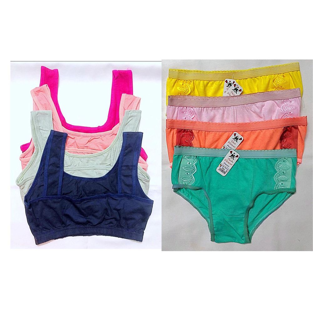 All Day Coverage Single Jersey Full Cotton Breathable Bra And Panty Set - 8pcs
