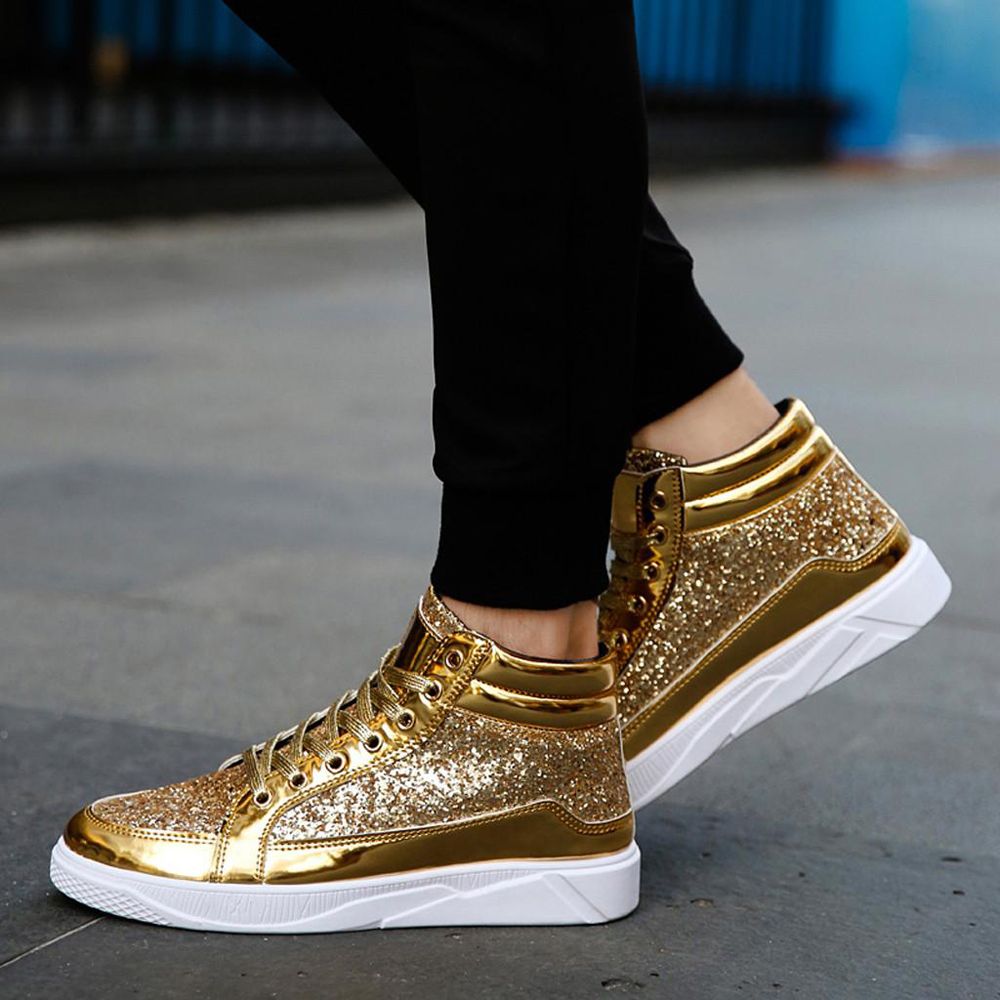 Foot Sofa Korean Style Women's Sandals Lady Shoes Men's Color Mirror Trend Sneakers Nightclubs Sequin High-Top Casual Shoes Fashion Shoes Women's Shoes Women's Shoes Work
