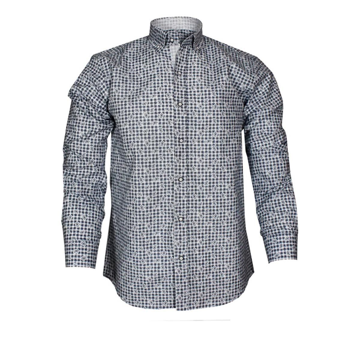 Slim fit men's shirt hawaiian flower pattern Shirt Gray shirts for men long sleeve casual Dot man shirts Top New turkey Varetta