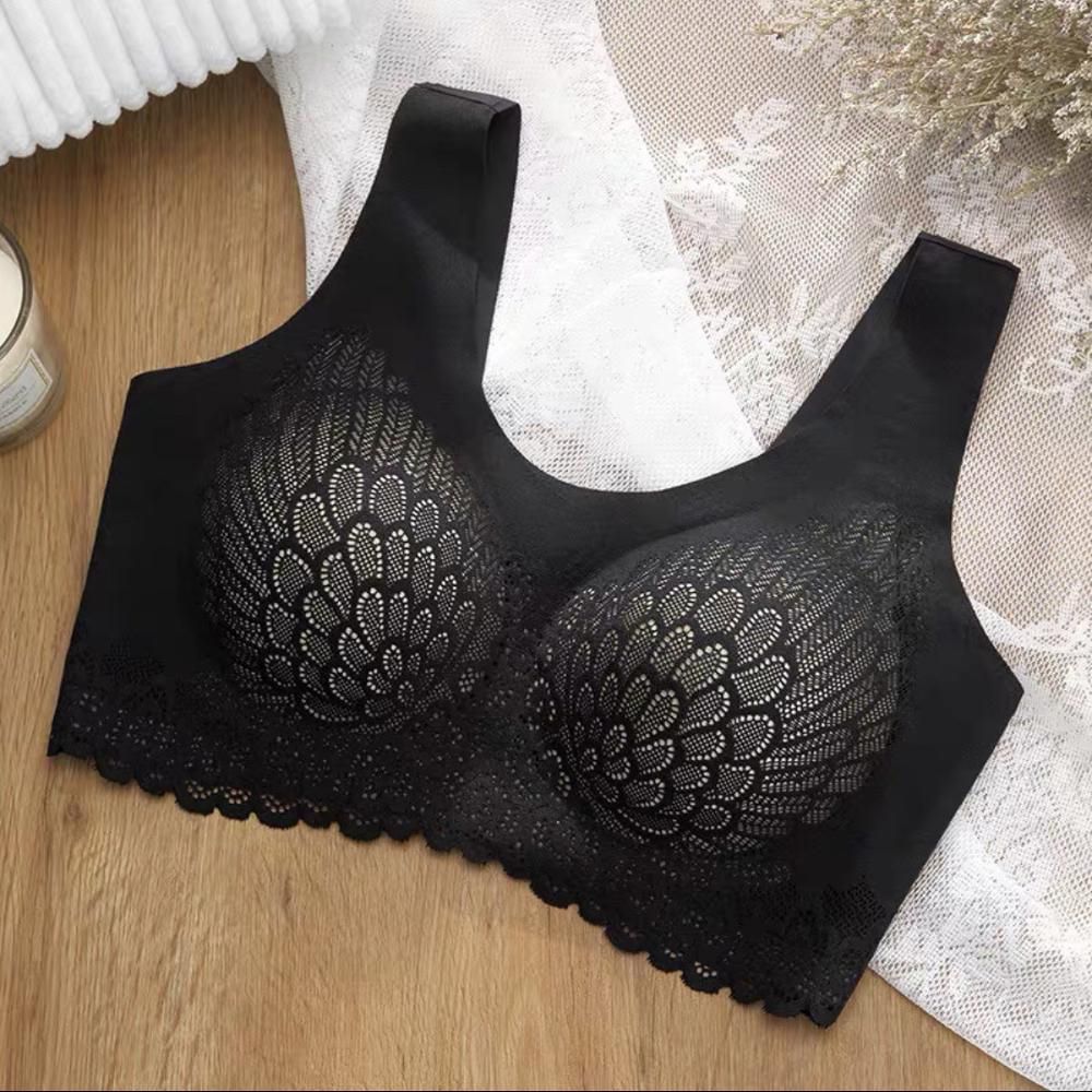 Link Bra For Women Seamless Plus Size Bras With Gathers Pad Lace Bh Comfortable Bralette Push Up Brassiere Bra Vest Wireless