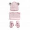 Kids Winter Dual Pompom Beanie Cap Plush Neck Wrap Scarf Warm Thick Gloves Set