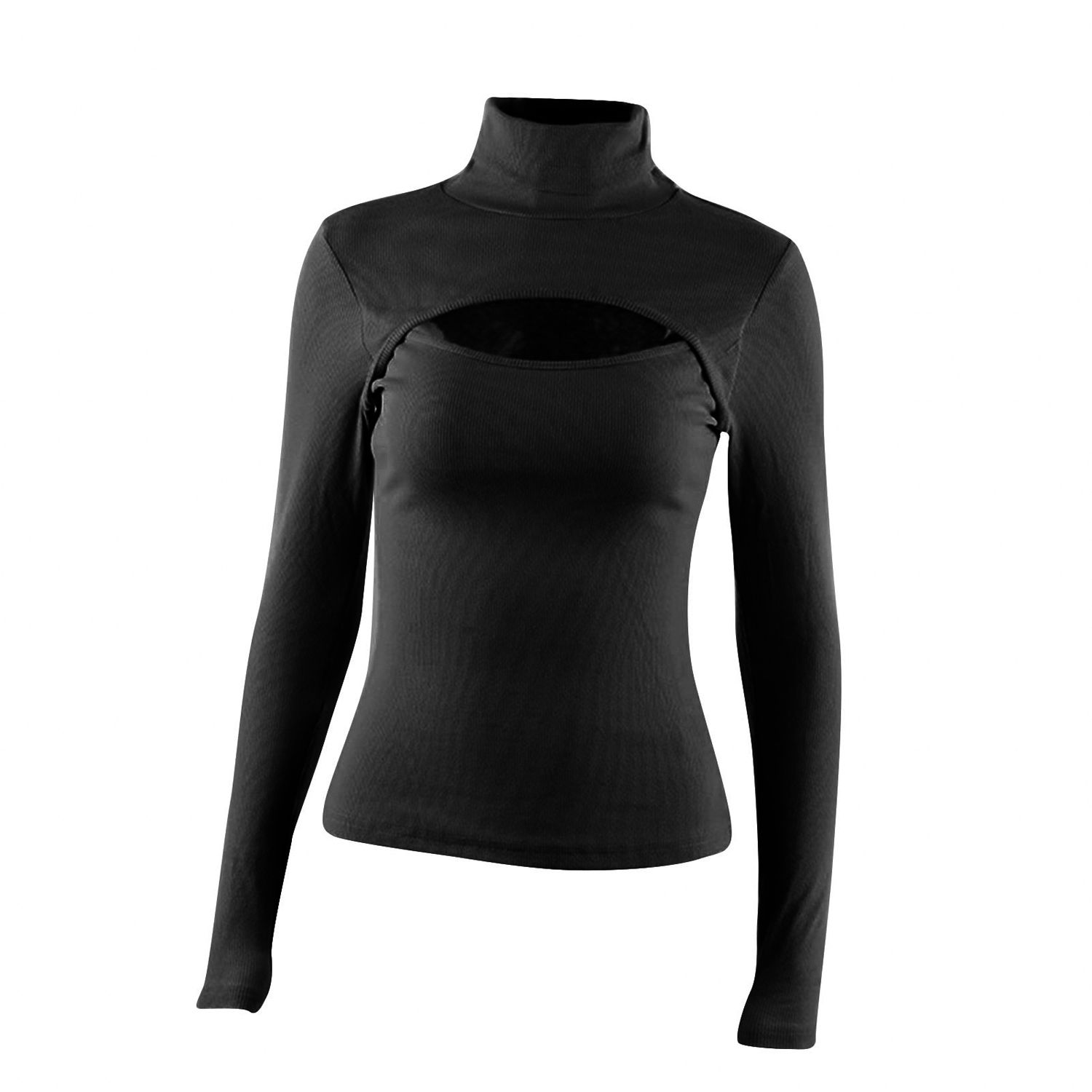 Lady Sweater Warm Turtleneck Hollow Out Women Blouse