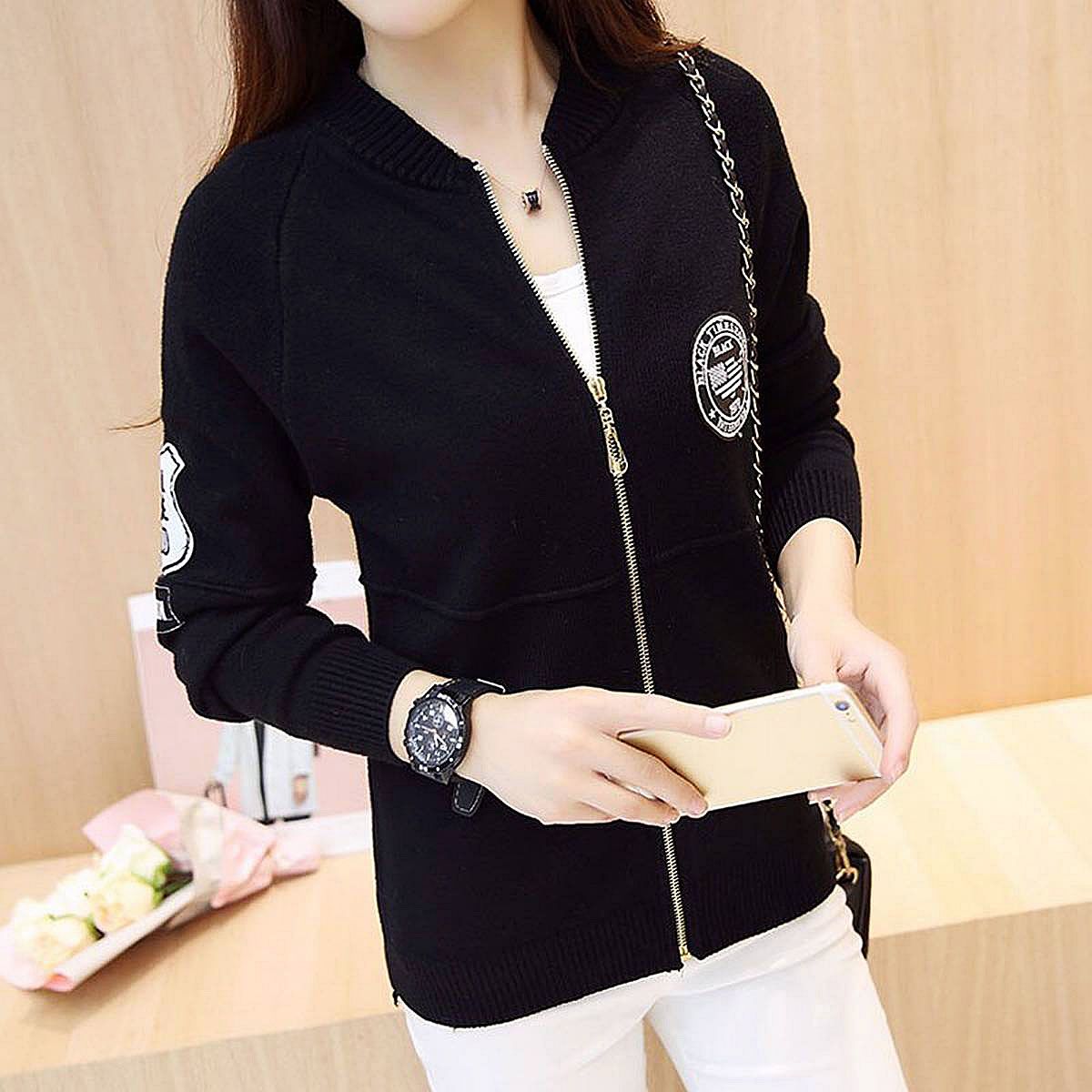 Black Cotton Full Sleeve Jackets For Women
