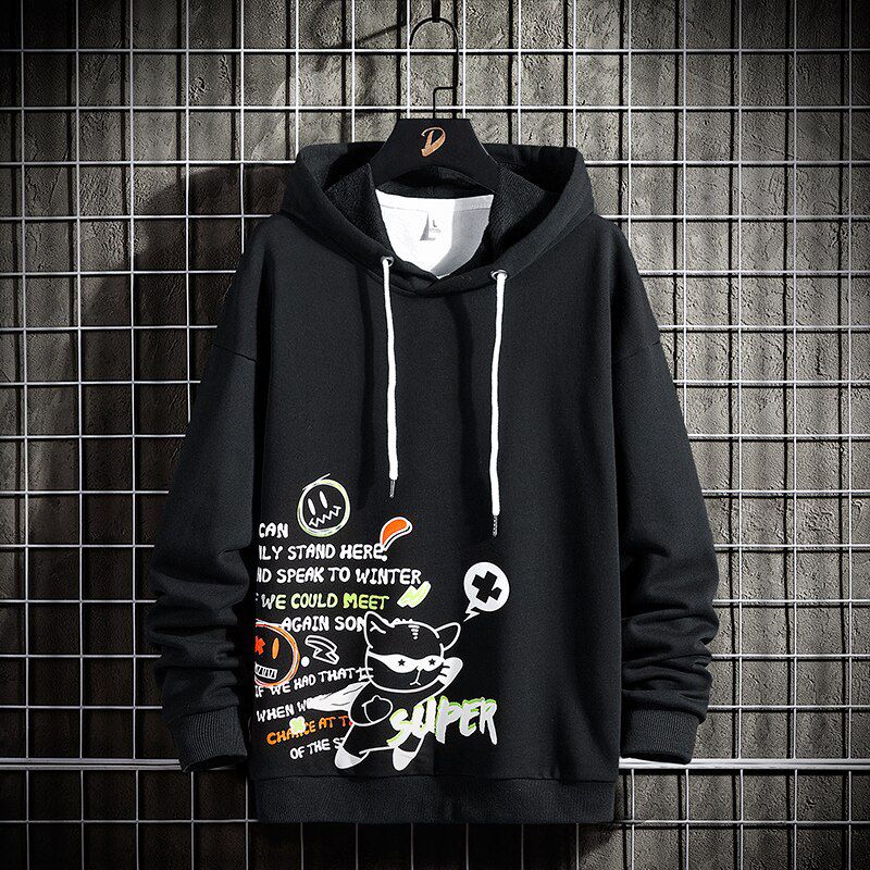 Spring and Autumn Long Sleeve Men Hooded Sweatshirt Tide Brand Fashion Korean Casual Loose Round Neck Long Sleeve Hoodie Men