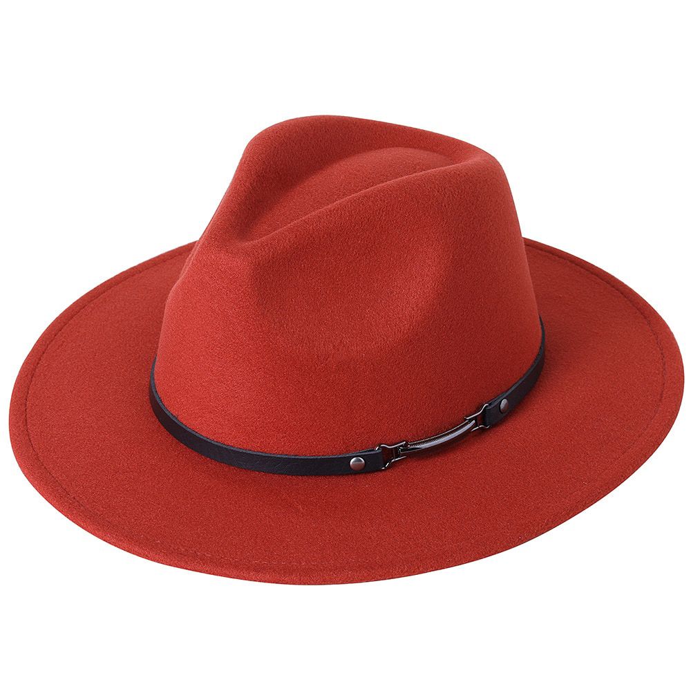 Peach Heart Fedora Hat Women's Chain Big Brim Hat Autumn and Winter UniChurch Panama Hat New Jazz Felt Hat Wholesale