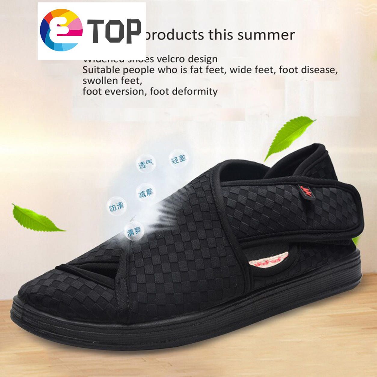 2020 summer widened Velcro shallow mouth shoes non-slip soft comfortable casual feet swollen pregnant women shoes diabetes shoe
