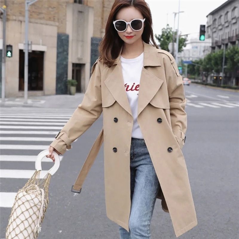 Spring/Autumn Women Casual Long Trench Coat With Sashes Double ed Women Windbreaker Chic Office Coat Ladies Outerwear