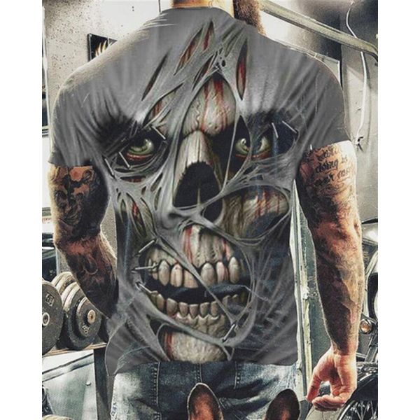 3D Printing Fashion Skull Printed Men T-Shirt Casual O-Neck Loose Short Sleeve  Oversized T-Shirt   Comfortable Hop Tees Top