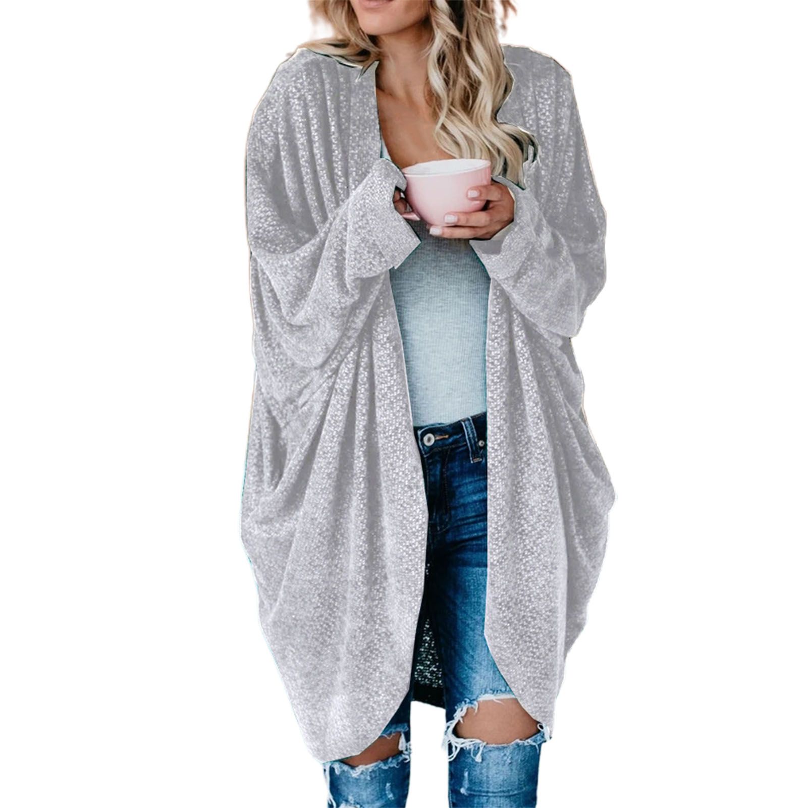 Women Cardigan Thick Christmas Print Pockets Sweater Cardigan