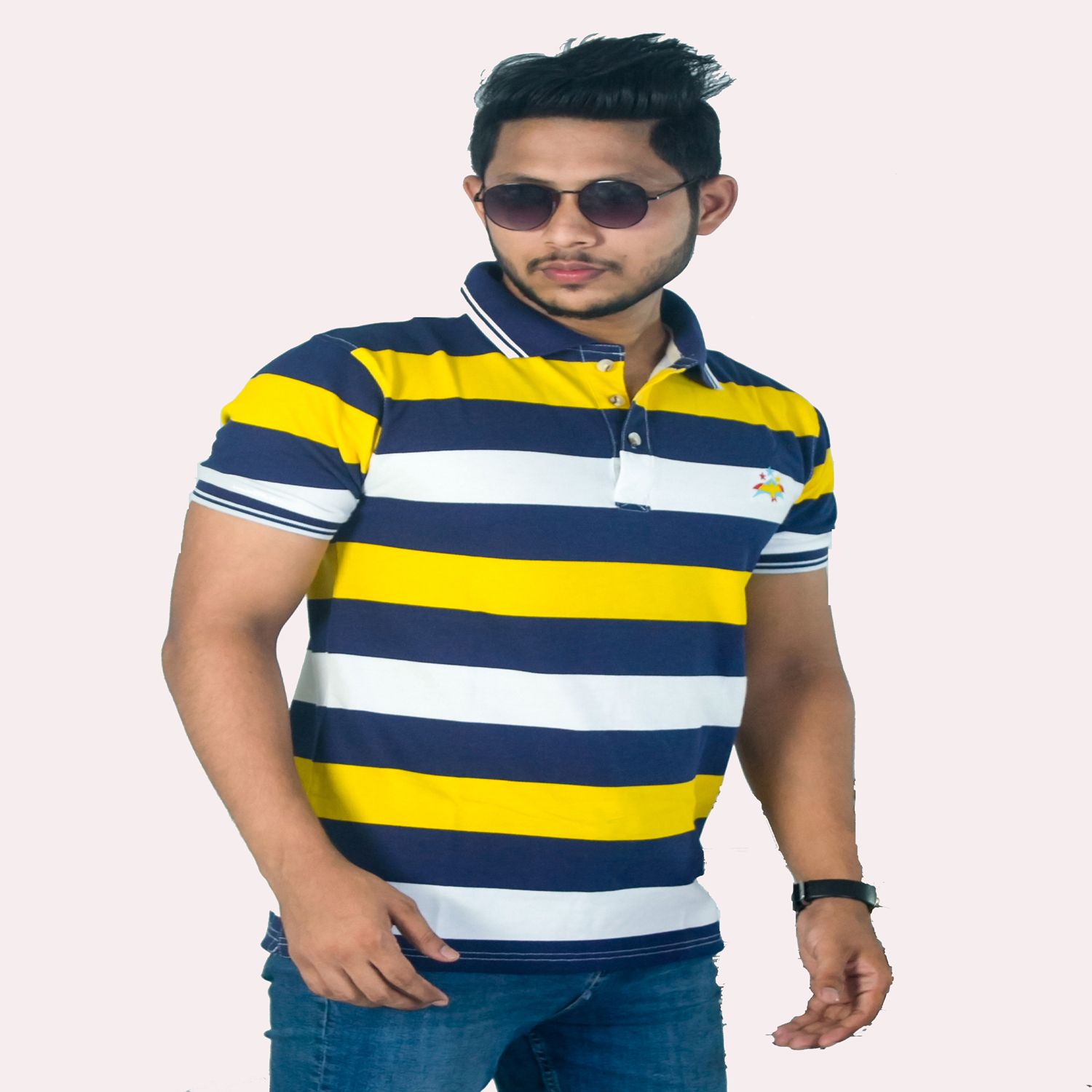 Short Sleeve Men's Casual 100% Cotton Polo Shirt By Shwapno Ghuri