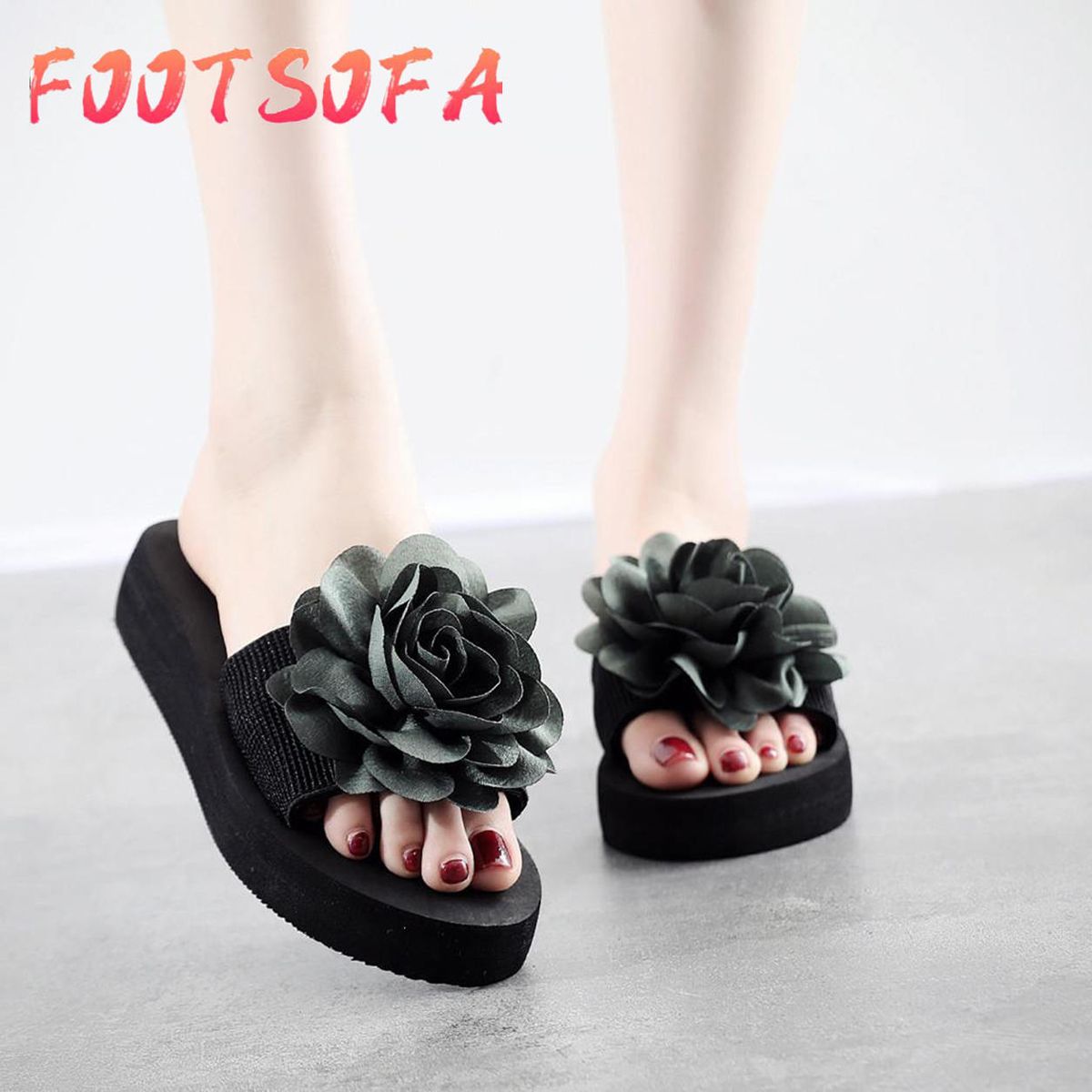 Women's Ladies Bohemia Flower Home Outdoor Wedges Beach Shoes Sandals Slippers