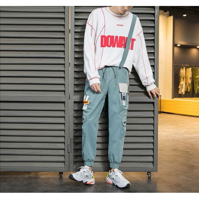 Jogger Leisure Sports Trousers Men Hip Hop Streetwear Beam Foot Cargo Pants Fashion Printing Men Pants