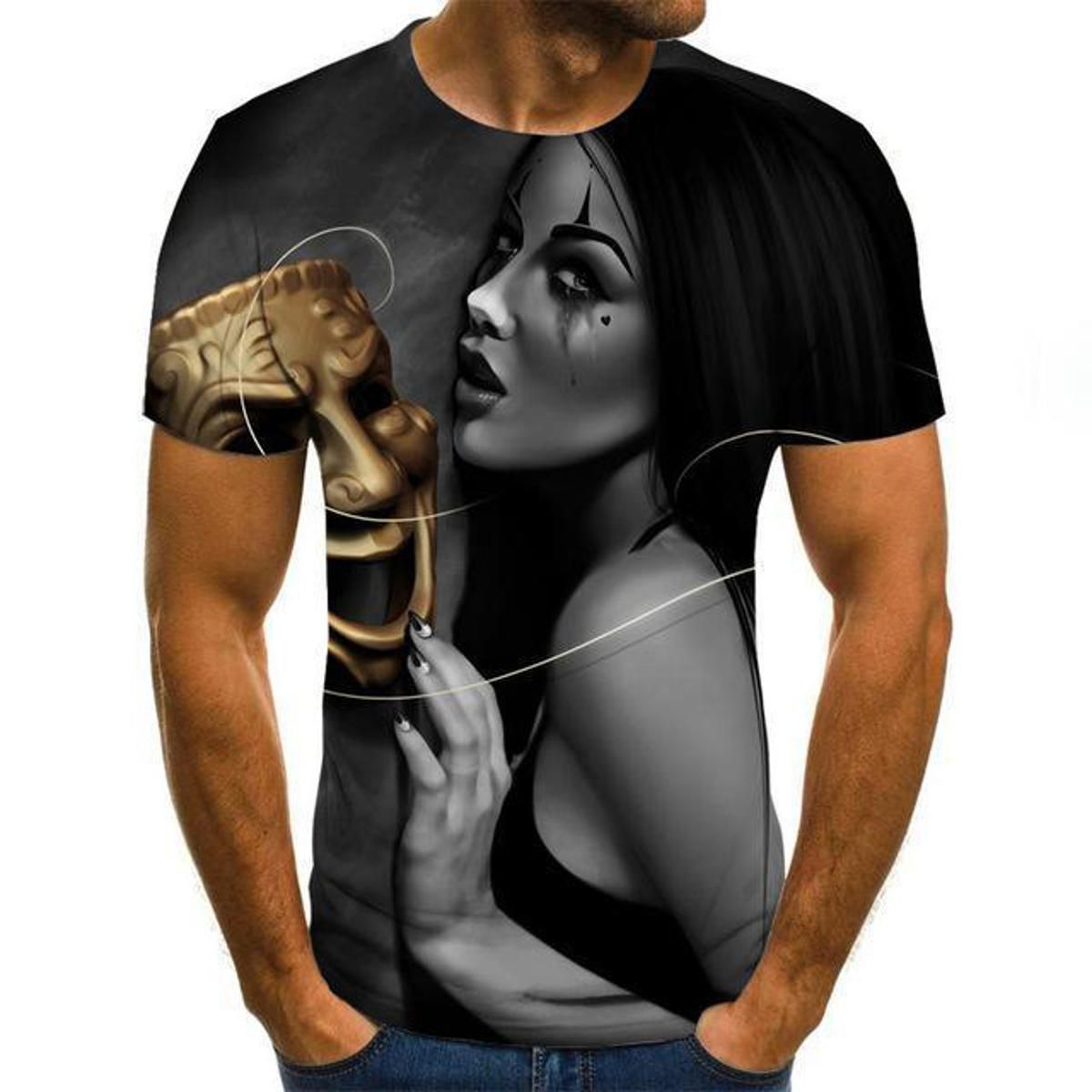 Mens Horror T Shirts Fashion Summer Men 'S Short Sleeve T-Shirt Casual 3d Zombie Print Rock Tshirt For Man Full Printed