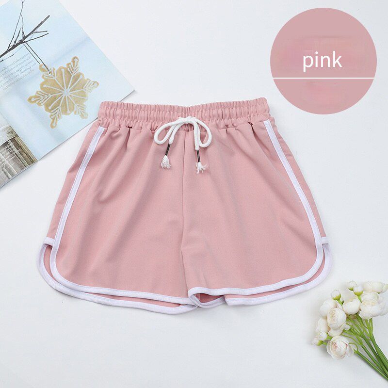 Elastic Lace-up Yoga Shorts Women Summer Solid Color Loose Sports Shorts Casual Running Fitness High Waist Beach Shorts