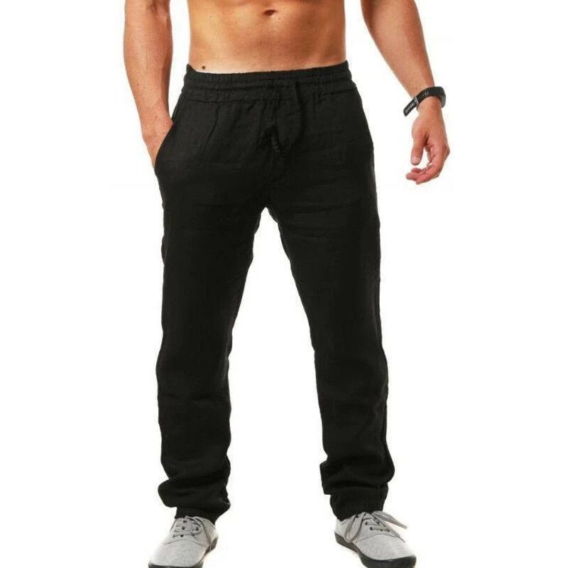 8 colors four seasons fashion trend breathable and comfortable linen men's casual pants stretch waist pants men's clothing