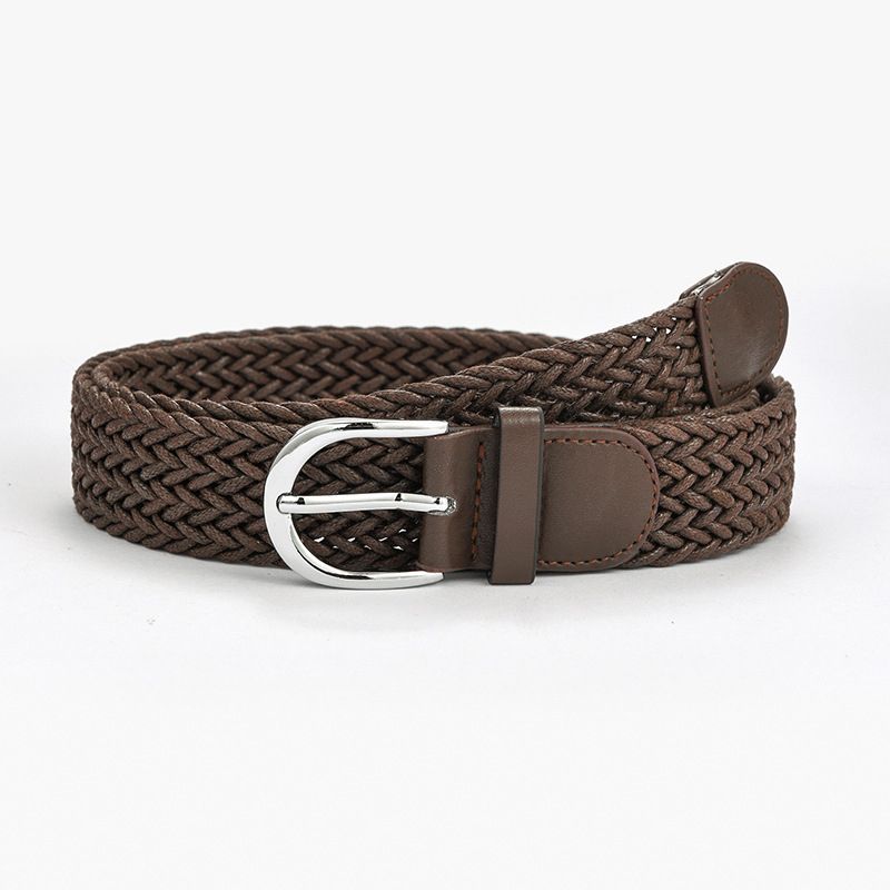 Loldeal Women New Belt Woven Solid Color Alloy D-shaped Pin Buckle 105CM