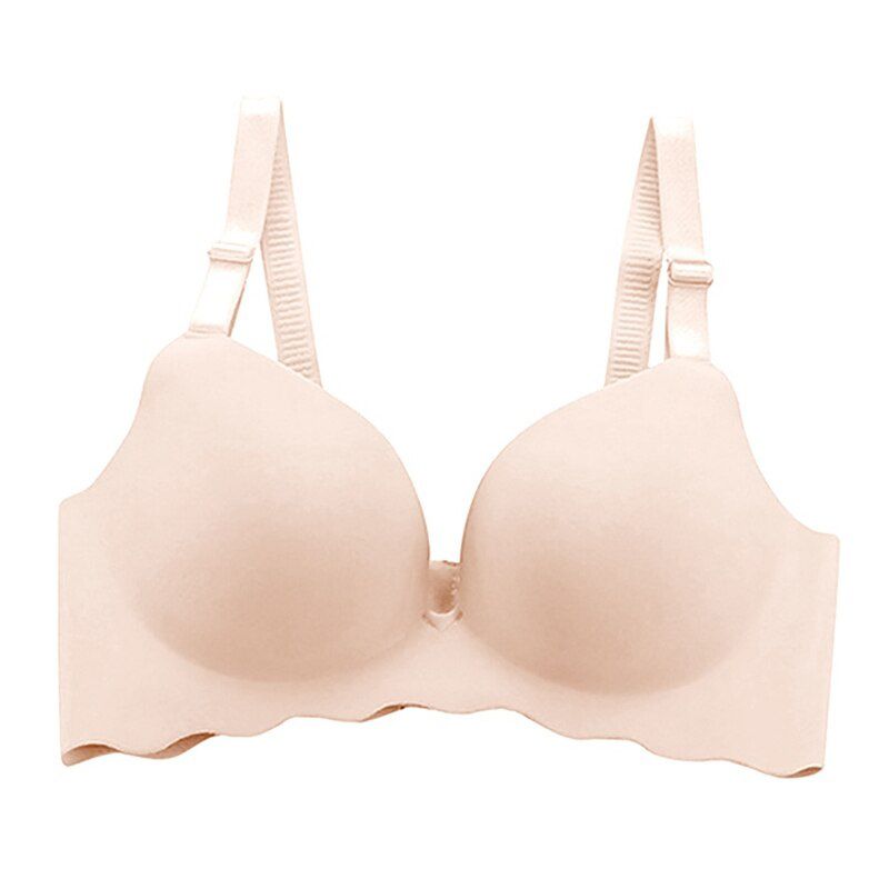 Smooth Wavy Side One-Piece No Trace No Steel Ring Solid Color Gathered Bra