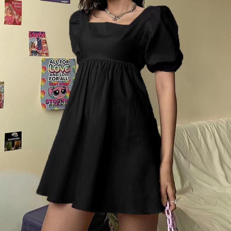 Women Summer Dress Summer Fashion White Elegant Puff Sleeve Backless Party Beach Dress Vacation Casual Mini Dress