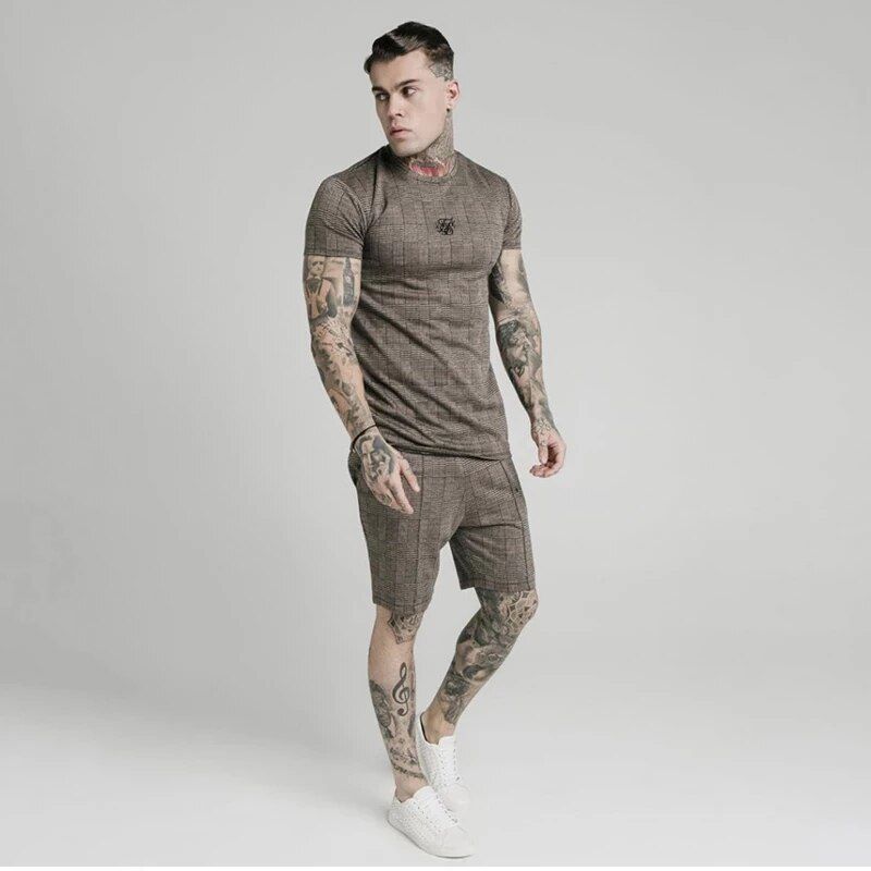 Sik Silk  Men's T Shirt  Summer Short Sleeve Brand Clothing Silk Silk Gyms Tee Tops  Hop Srtswear Casual T-shirt Men