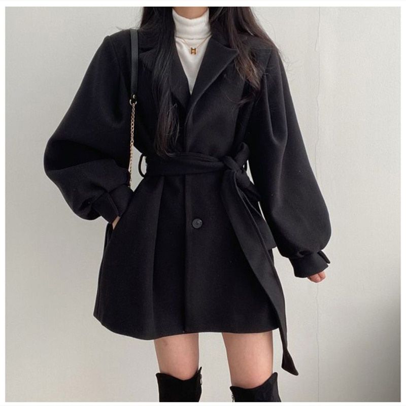 Female Trench Coats Korean Style Single Button Fashionable Windbreaker New Slim Long Sleeves Autumn Winter Women Outerwear