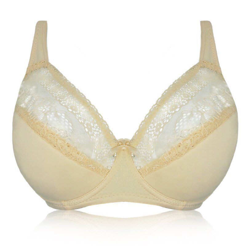 Women Padded Lace Bras Underwire Full Coverage Sheer Supportive Lace Bra Top Plus Size 40 42 44 46 48 50 52 DD DDD E F G Cup