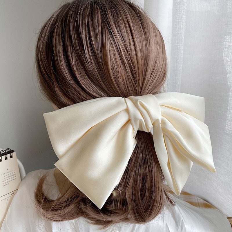 Solid Color Big Bow Hairpins For Girl Hair Clip For Women Sweet Two-layer Satin Hairgrip Hair Accessories