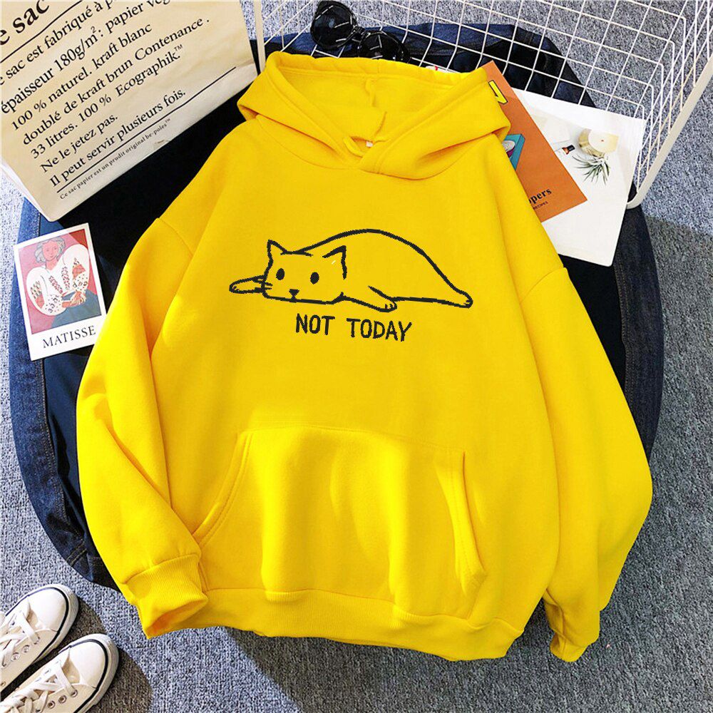 Fashion Not Today  Hop Men's Hoodies Autumn Winter Fleece Male Hooded Sweatshirts Funny ster  Lazy Print Tracksuit