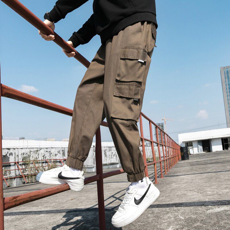 New Men's Big Pocket Cargo Harem Pants Casual Trousers Male Hip Hop Men Jogger Sweatpants Fashion Streetwear Pants Oversized