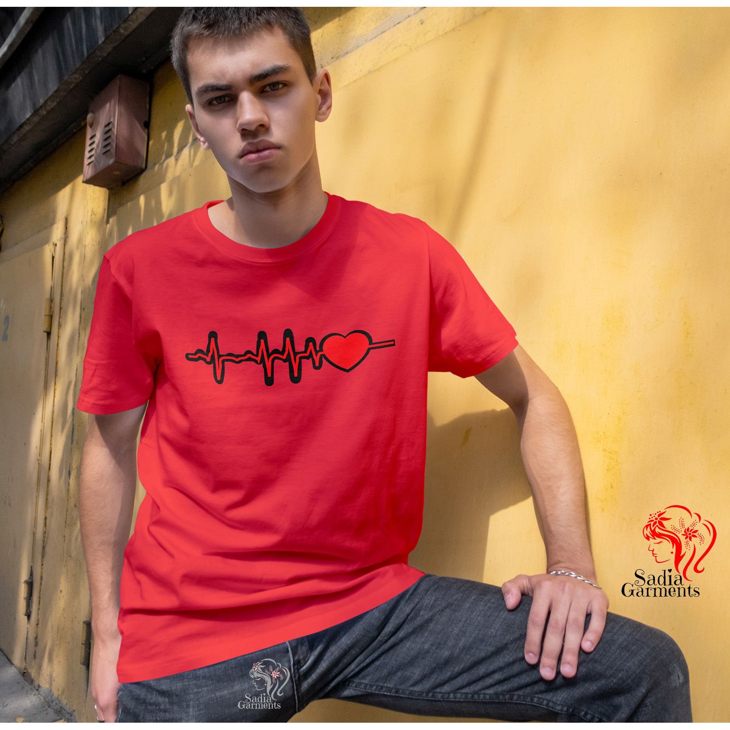 Heartbeat With Love Decorative Short Sleeve Tshirt