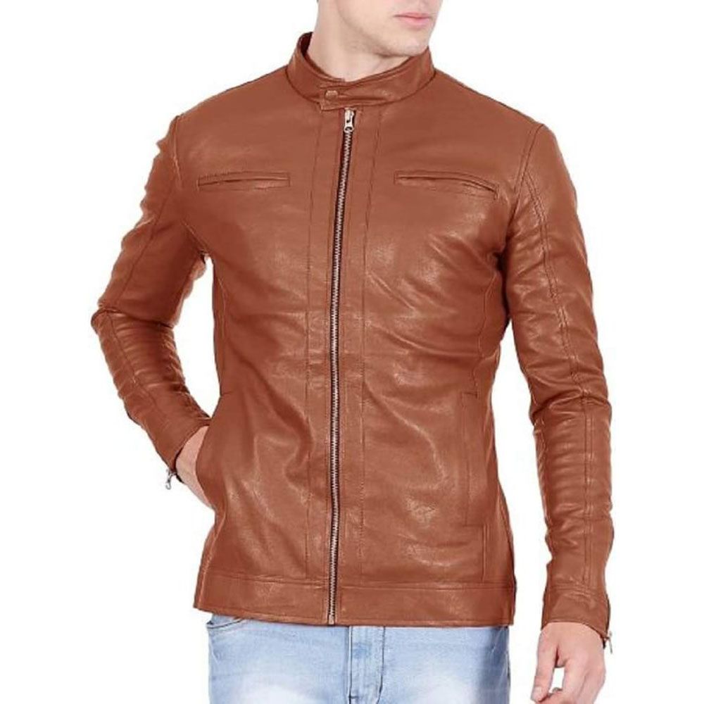 Men Fashion PU Artificial Leather Jacket For Winter Autumn
