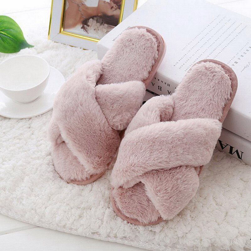 Slippers Women Womens Slippers Winter Shoes Big Size Home Plush Warm Slipper Women Indoor Warm Fluffy Cotton Shoes