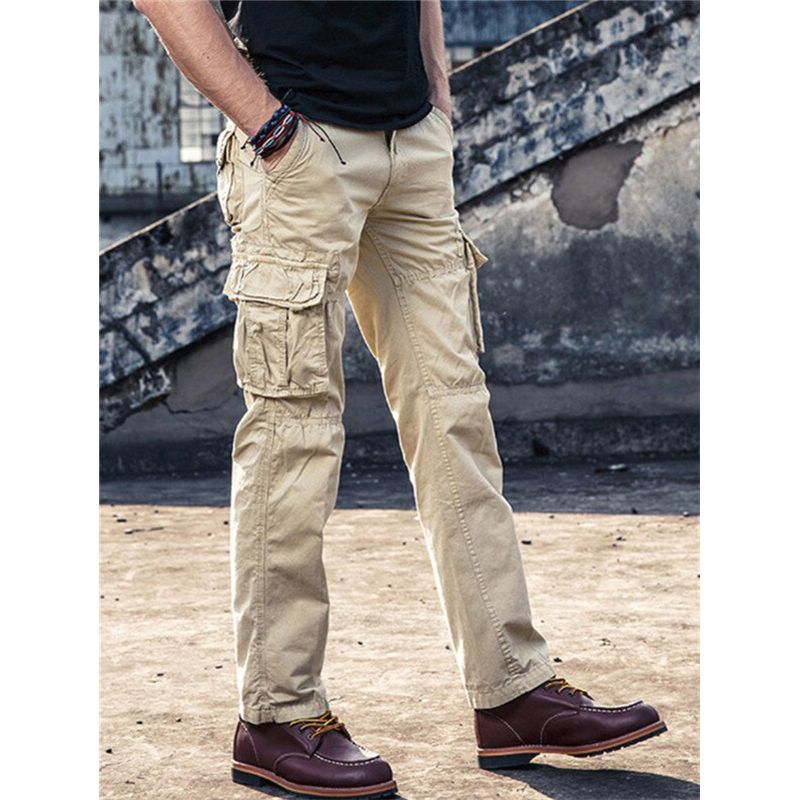 Men's Cargo Pants Mens Casual Multickets  Large size 40 Tactical Pants Men Outwear  Straight slacks Long Trousers