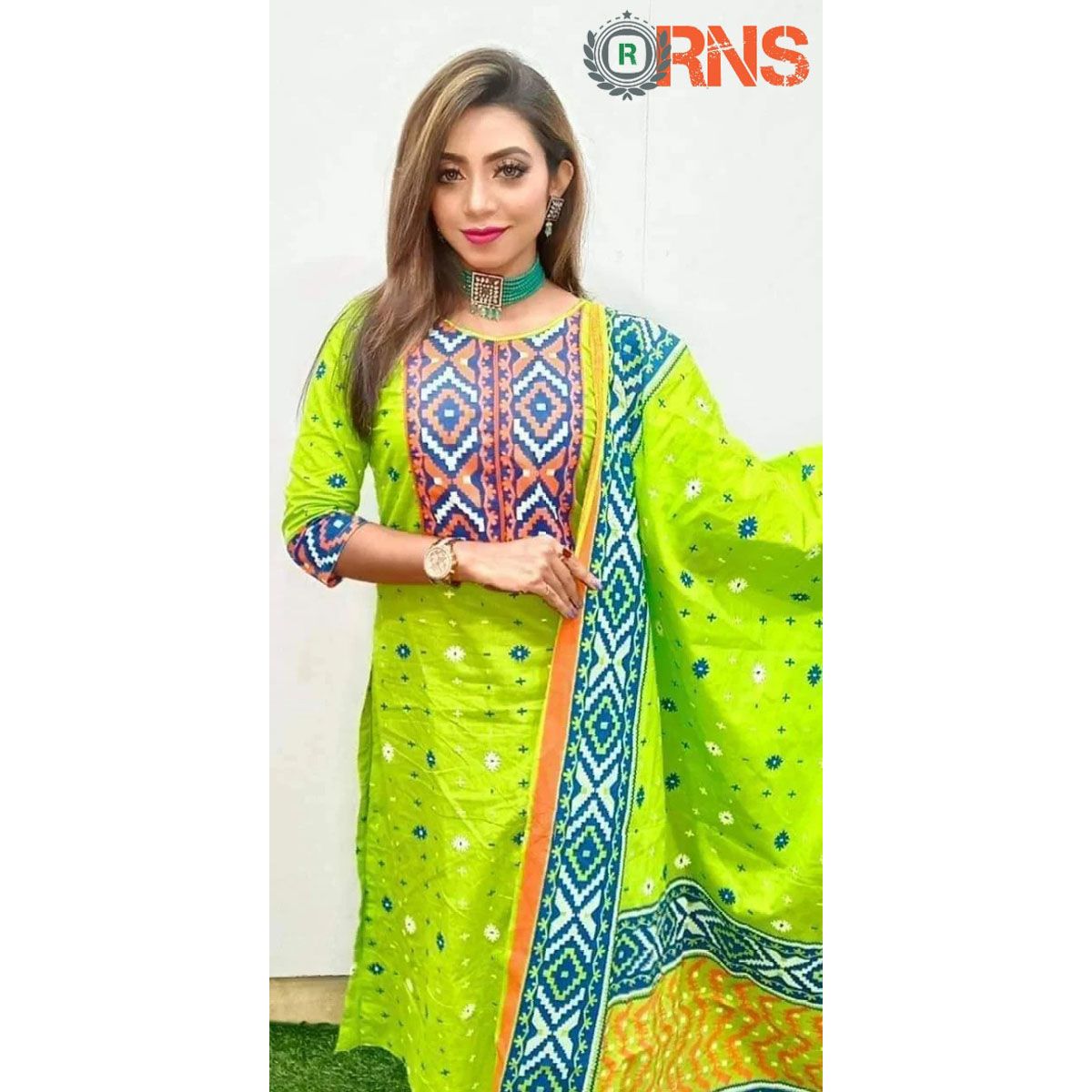 Exclusive Unstitched Cotton Skin Print 3pc For Woman