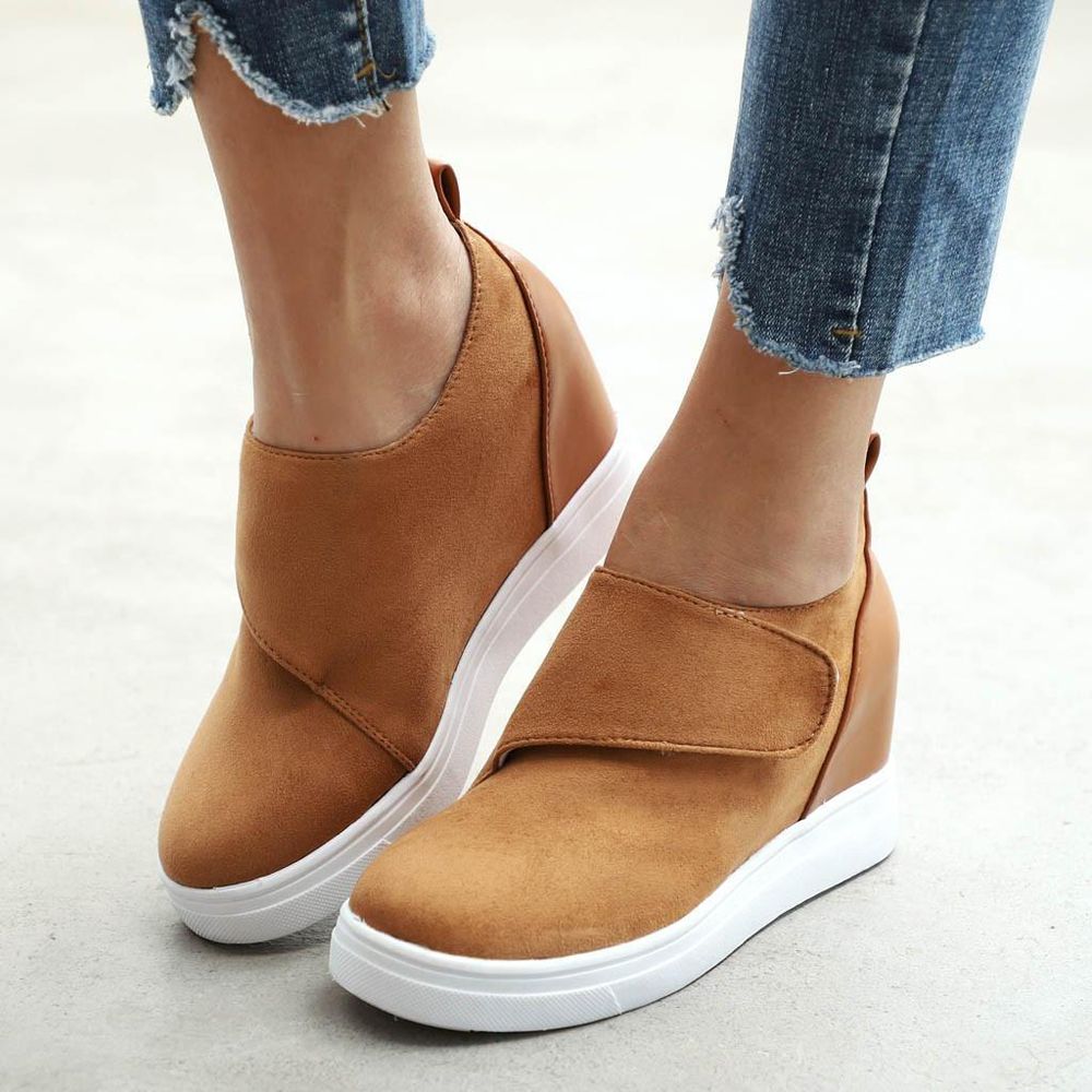 Women's Ladies Fashion Casual Solid High Heel Increasing Wedge Shoes Short Boots Running shoes