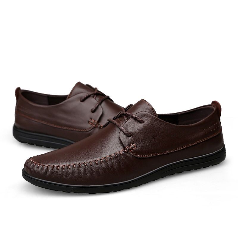 Lightweight and Comfortable Lace-up Solid Color Casual Shoes for Men