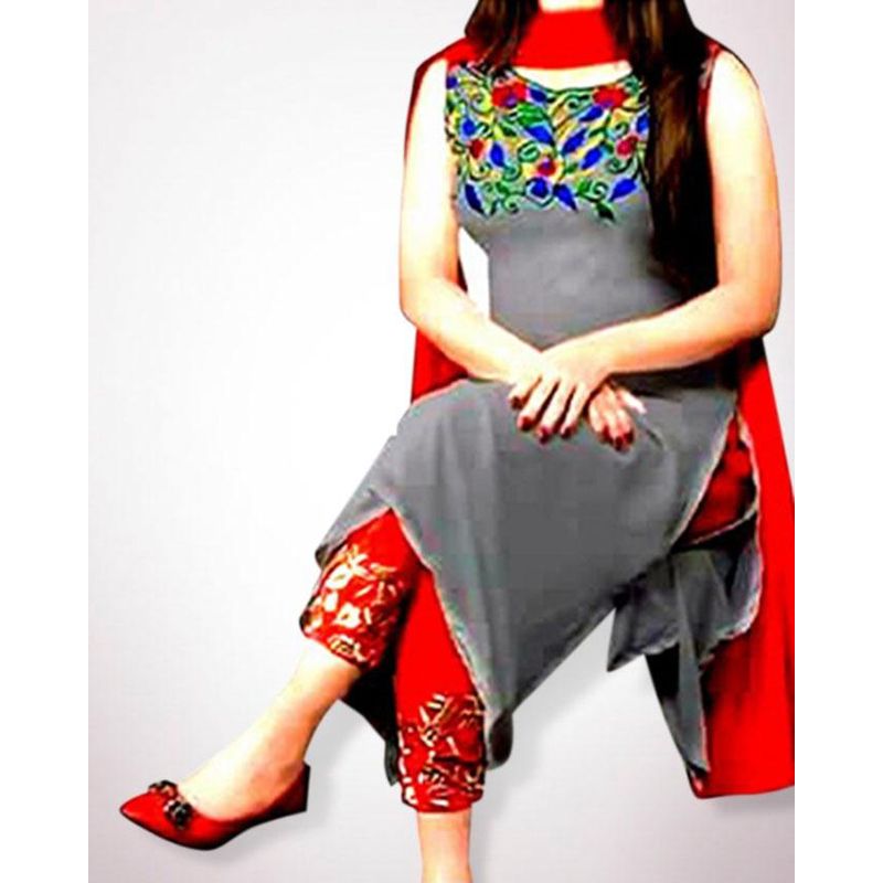 Unstitched Gray Georgette Salwar kameez For Women