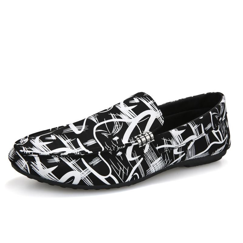 Men Suede Loafers Fashion Casual Canvas Shoes Slip on Driving Shoes for Men Kasut Lelaki (Black,White,Red)