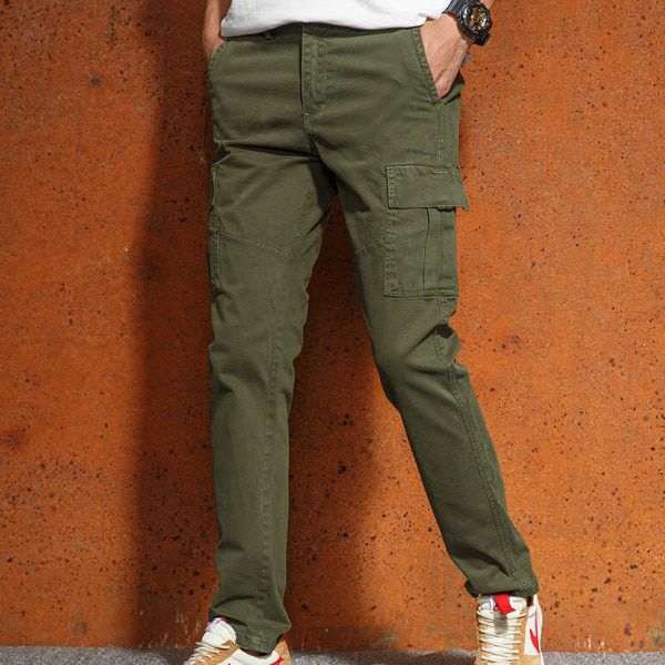 Hot New Arrived Autumn Brand Fashion Casual Solid Color Compression Cotton Pants Men Cotton Trousers Cargo Pants Mens Plus Size