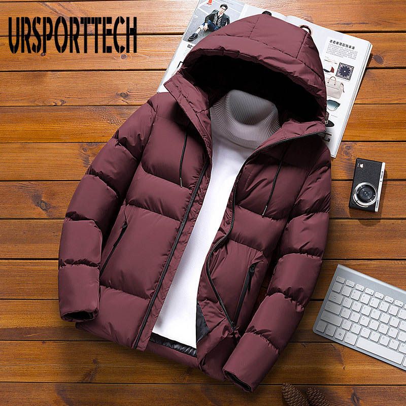Quality Mens Parka Winter Jacket Men Cotton Padded Puffer Jackets Men Fashion Top Zipper Up Solid Color Outerwear Coats