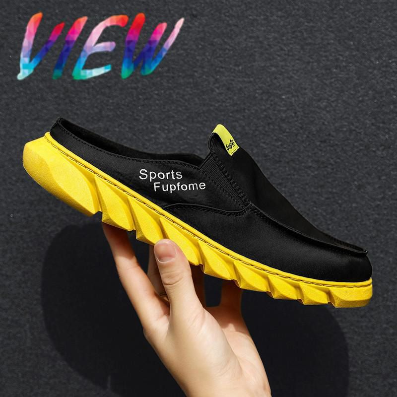 VIEW Summer New Men's Half-slippers Air-permeable Head Men's Shoes Recreational Sandals Trend Bean Sandals Canvas Slippers Men