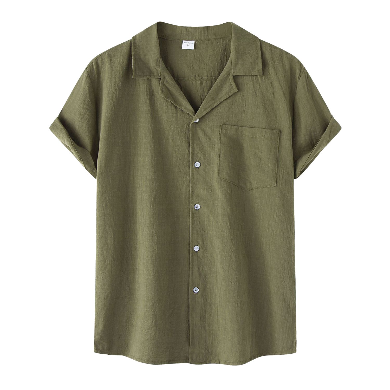 Shirt Top Short Sleeve Cardigan Style Male Top